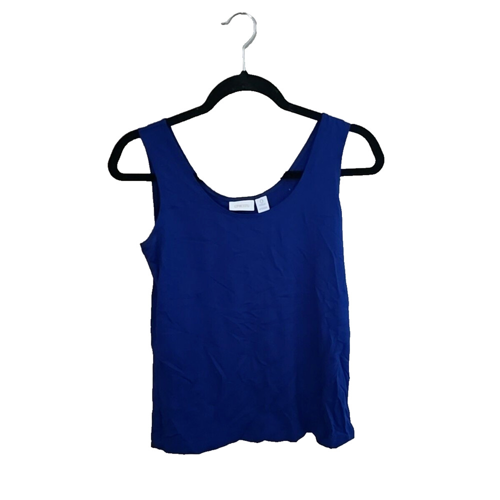 Chico's Blue Scoop Neck Classic Fit Sleeveless Casual Tank Top Womens Size 0 SM